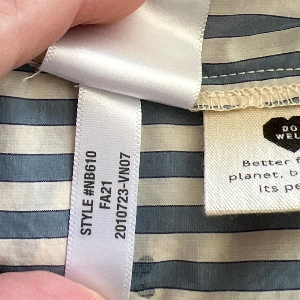 NWT Madewell Floral Painter Shirt Stell Stripe Medium Blue White - Picture 7 of 10